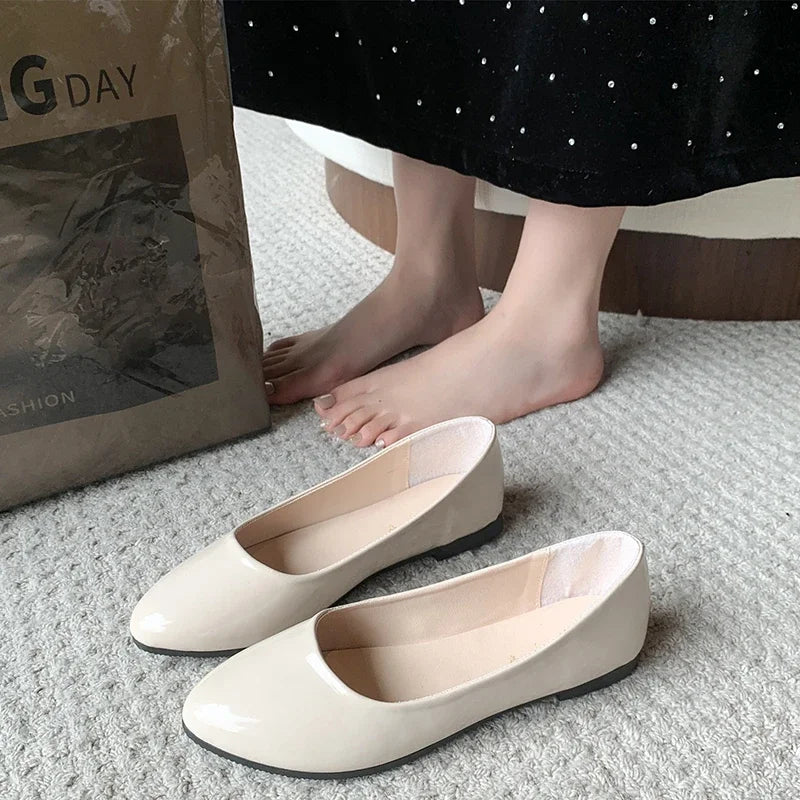 Ladies Formal Flat Shoes Spring Autumn Non-slip Women Black Causal Loafers Uniform Shoes Versatile Women's Ballet Leather Shoes