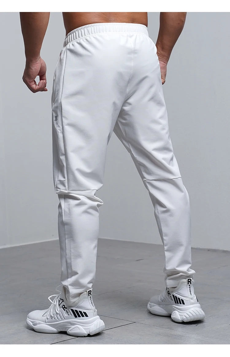 Breathable Loose Running Pants Men Autumn Winter Sport Training Gym Sportswear Elastic Waterproof Outdoor Zip Pocket Sweatpant