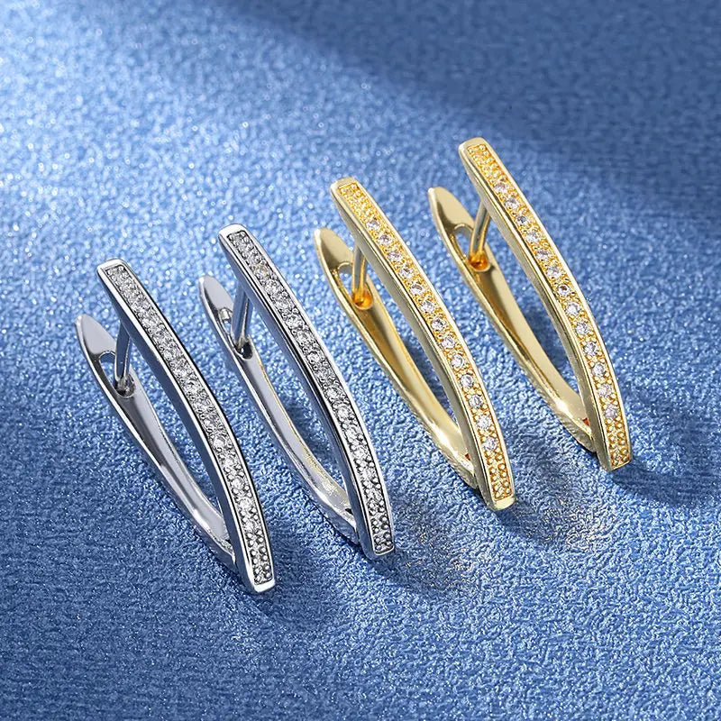 925 Sterling Silver Zircon Stud Earrings For Women High Quality Luxury Bridal Wedding Silver 925 Jewelry