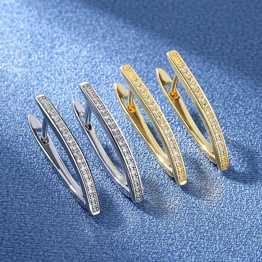 925 Sterling Silver Zircon Stud Earrings For Women High Quality Luxury Bridal Wedding Silver 925 Jewelry