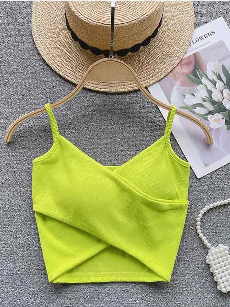 Summer Women's Ribbed Slimming Tank Top Built-in Bra Super Stretch Cross Back Bralette Sexy Layering Camisole Daily Topks