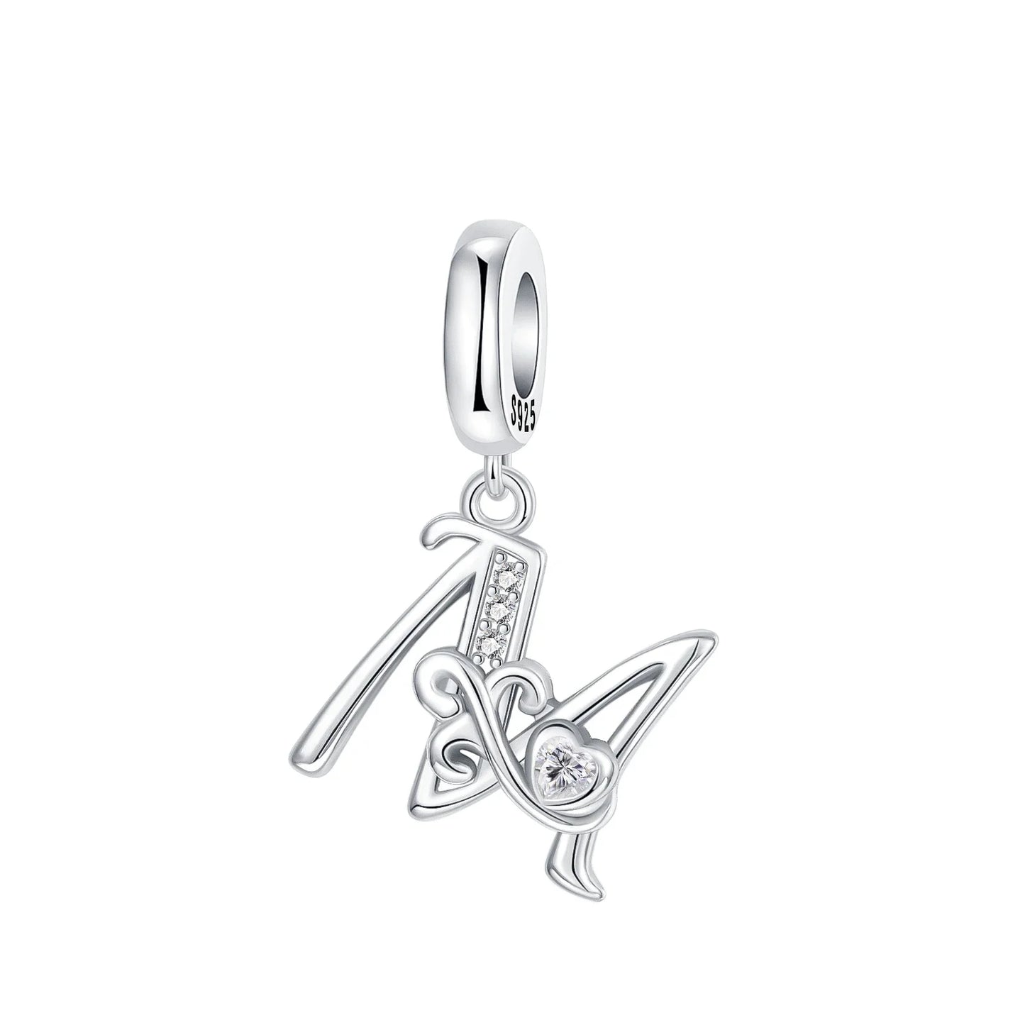 925 Sterling Silver Full series of A-Z letters pendant Charms For Original  Bracelet Charm Necklace Diy Female Jewelry