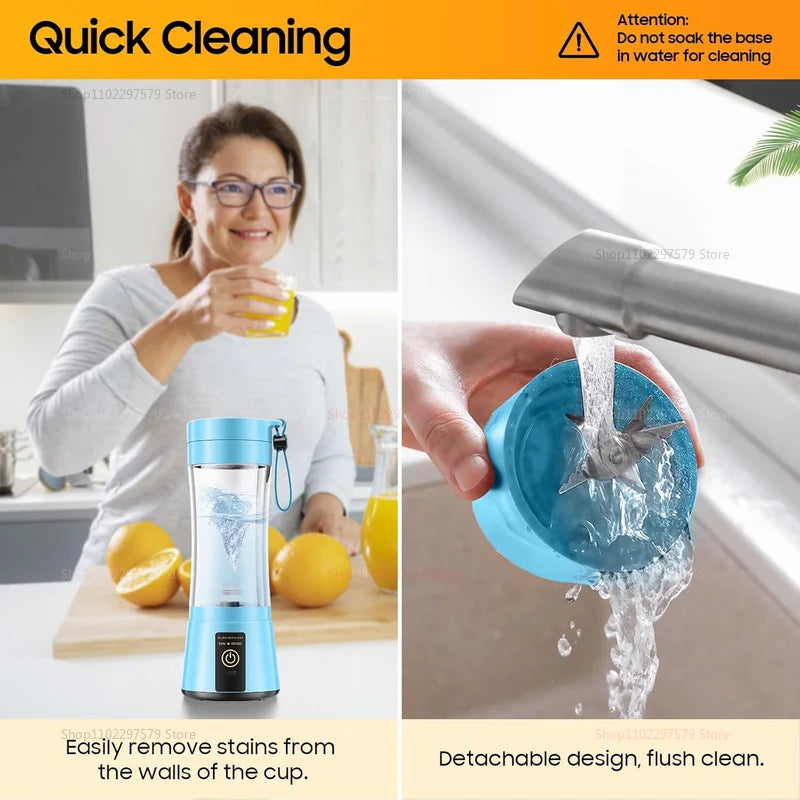 Cordless Portable Personal Size Blender - Mini Blender Make Smoothies and Shakes, 380Ml BPA Free Travel Cup for Office/Home/Gym
