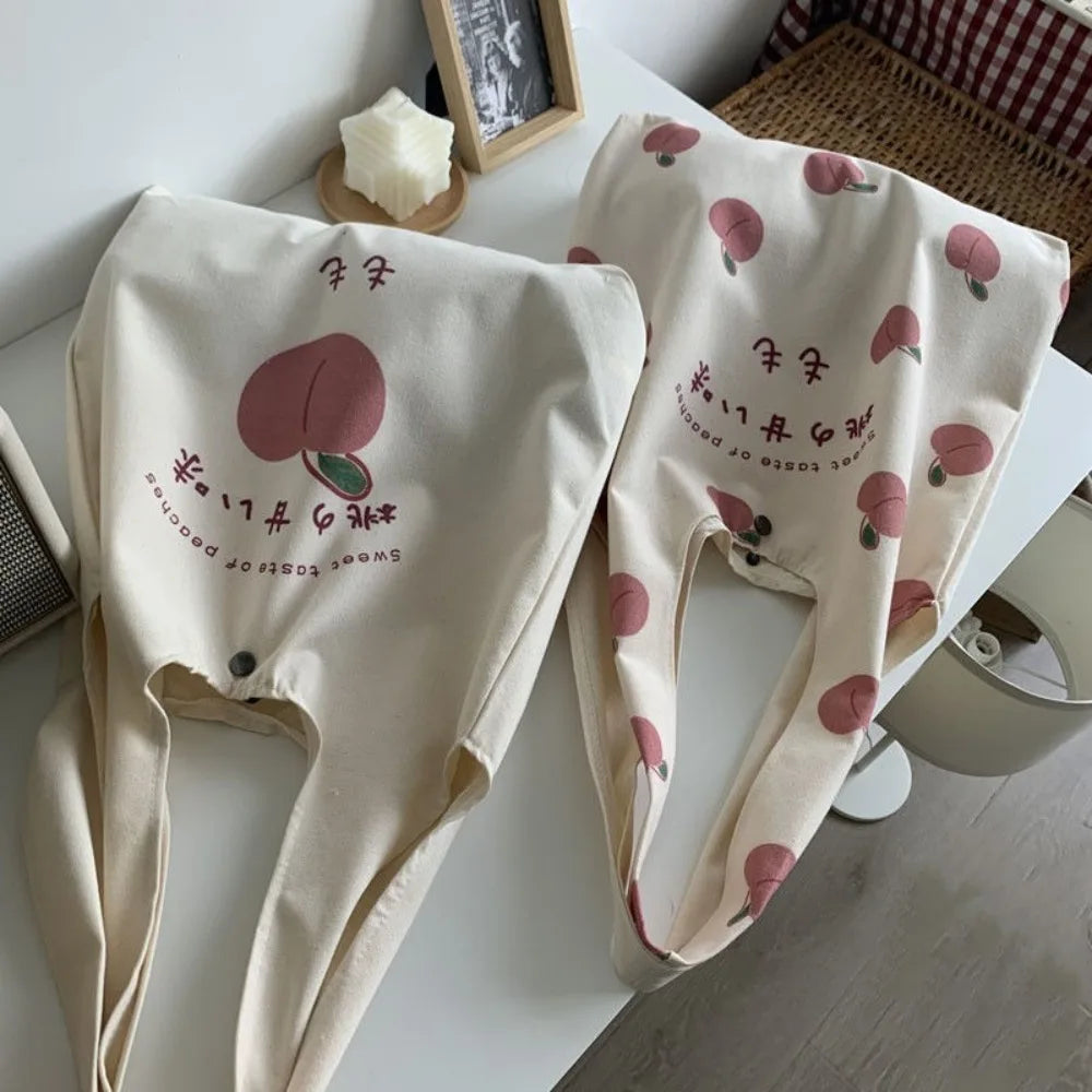 Cute Strawberry Tote Bag Aesthetic for School Girls Purses Shopper Designer Handbag Women Peach Print Eco Shoulder Bags