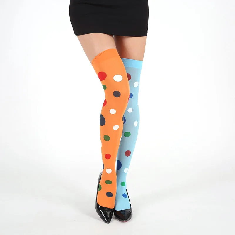 Halloween Party Stockings Clown Dotted Knee High Socks Holiday DIY Decorations