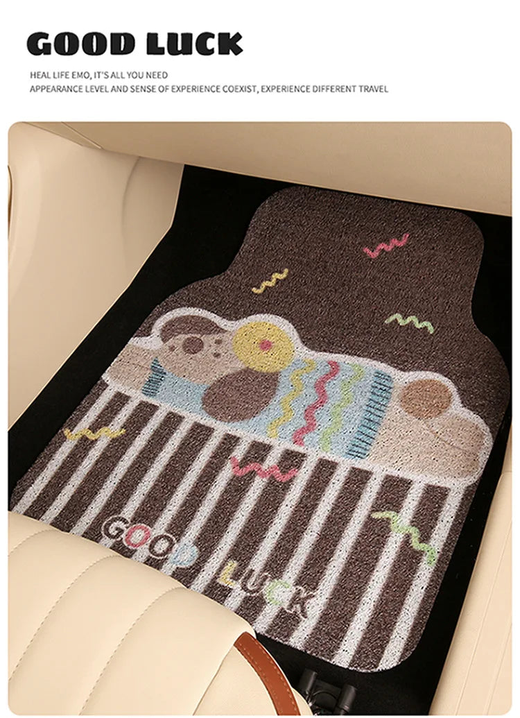 Three-piece Set Car Carpet Cute and Dirt-resistant Floor Mats Anti-dirt Non-slip Wear-resistant Protective Mats for Cars