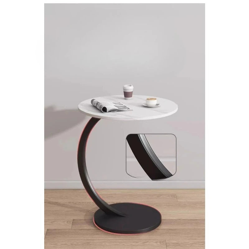 Space Saving Round End Table, Movable Small Accent Table with Drawer for Living Room, Bedroom,  Easy  Roll  Nightstand