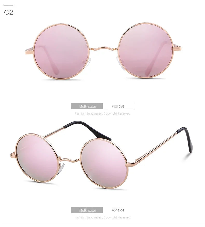 Trendy Round Polarized Sunglasses High Quality Brand Design Vintage Party Men Circle Small Frame Women Yellow Shades Sun Glasses