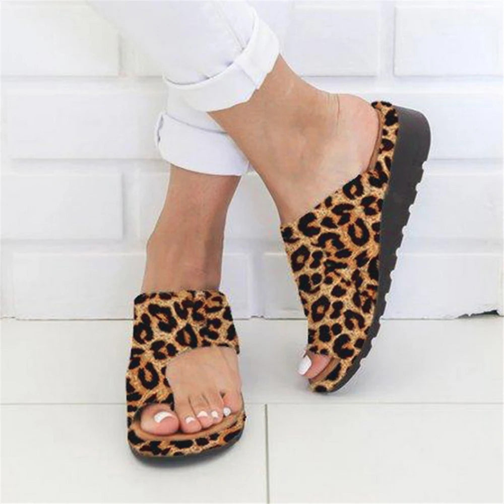 Women Summer Sandals Comfy Platform Flat Shoes Sole Ladies Casual Soft Big Toe Foot Sandal Orthopedic Bunion Corrector Slippers