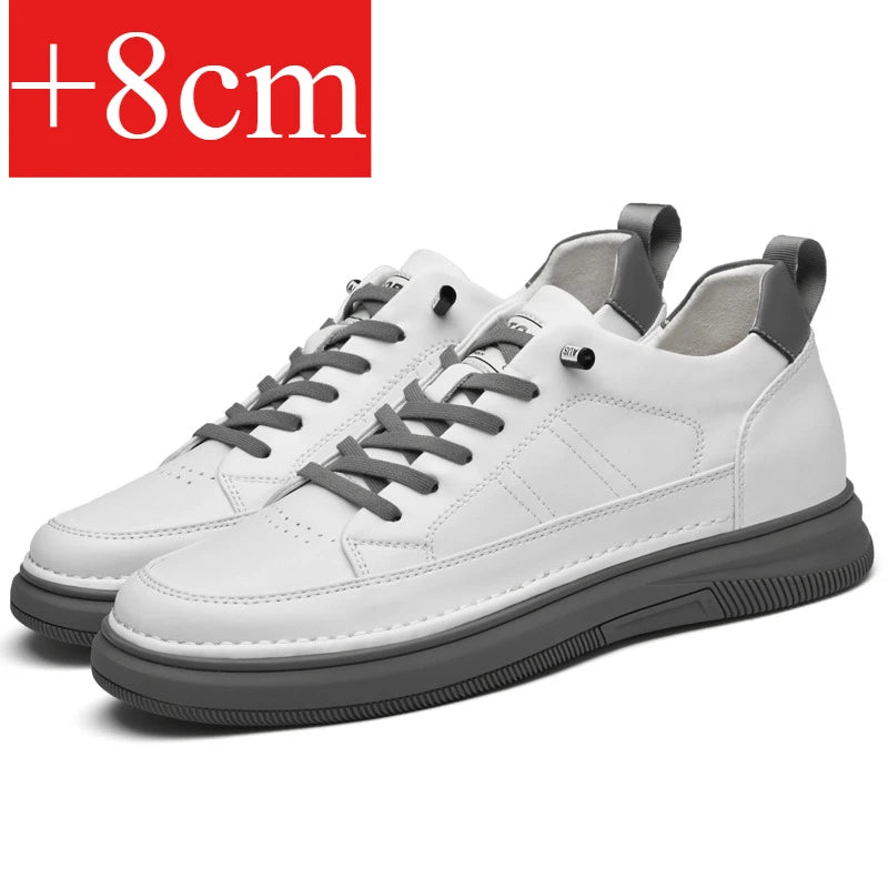 Spring Autumn Men's Inner Heightening Shoes Leather Sports Casual Shoes Invisible Height Increasing Shoes Men Sport Elevator 8CM