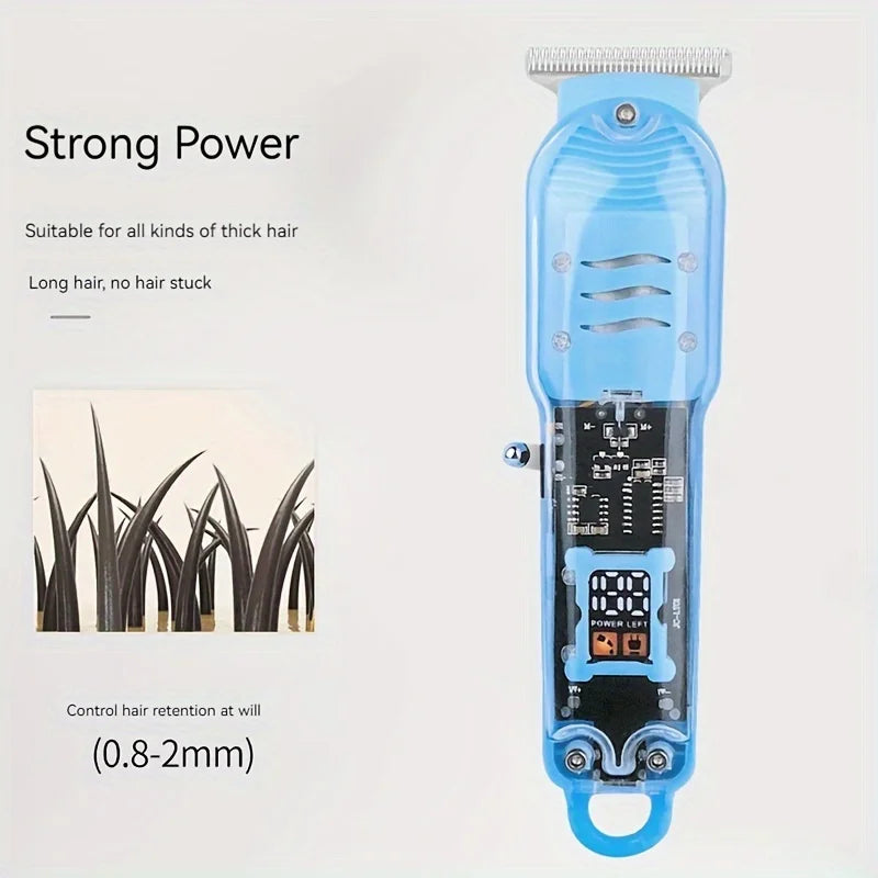 Transparent Body Electric Hair Clipper Professional Trimmer USB Rechargeable Hair Cutting Machine For Men Holiday Gift For Him