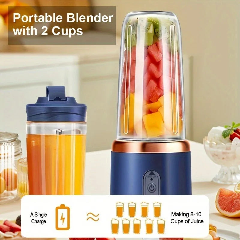 400ml USB Portable Blender, 1500mAh Rechargeable Smoothie Maker with 6 Stainless Steel Blades, Mini Juice Shaker Bottle for Home