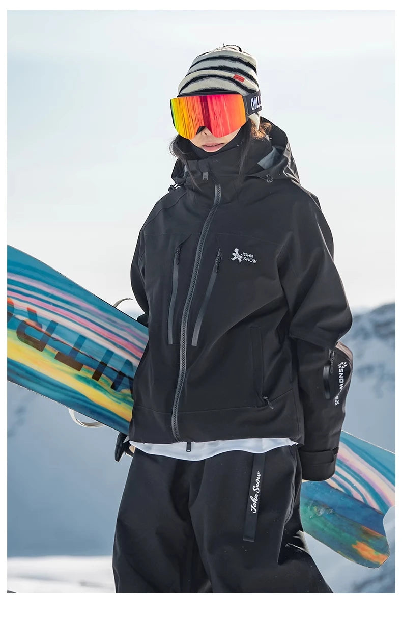 John Snow Men and Women's Winter Waterproof Warm Ski Jacket Professional Breathable Mountaineering Jacket Outdoor Snow Coat