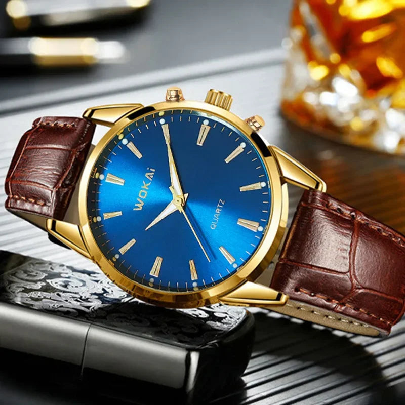Mens Watches Top Brand Luxury Quartz Watch for Men Fashion Leather Men Wristwatches Clock Sports Chronograph Montre Homme