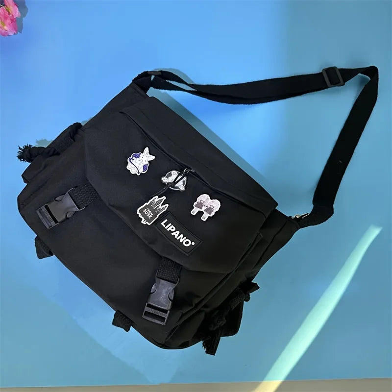 Return To School Nylon Shoulder Bag, Large Capacity Crossbody Bags for Teen Girls Men Harajuku Messenger Bag Student School Bags