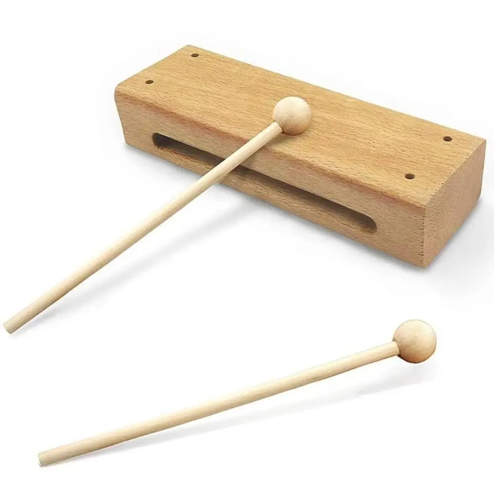 Square Percussion Instruments Wood Beaters with Mallets Musical Rhythm Block Double Tone Handheld Orff Music Instruments Gift