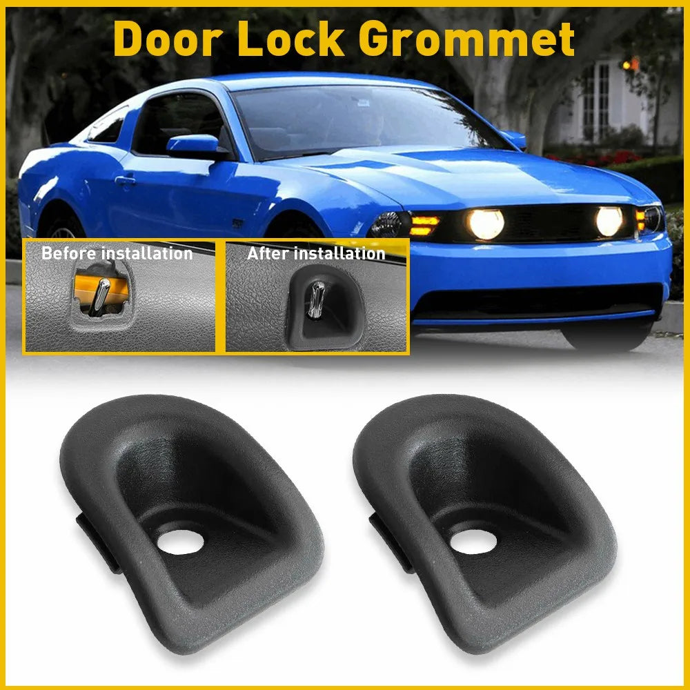 2Pcs For Ford Mustang 2005-2014 Black Door Panel Lock Grommets Covers Set Left Right Side Lock Grommets Replacement Accessories