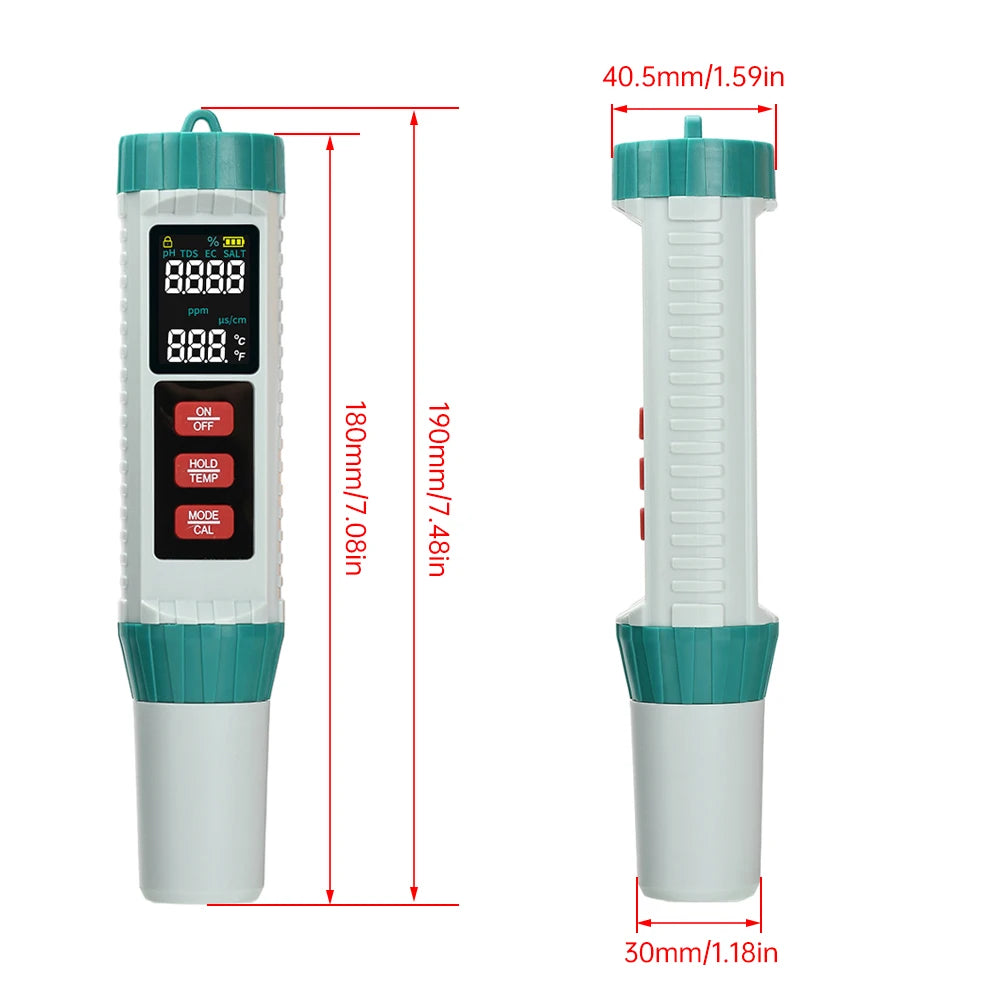 X51 Digital Water Quality Monitor Tester TDS PH Meter PH/TDS/EC/SALT/Temperature Meter for Pools Drinking Water Aquariums