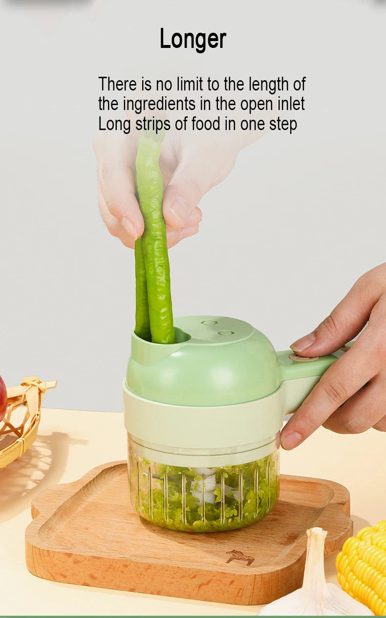 6 in 1 Electric Food Processor Vegetable Cutter Garlic Masher Wireless Grinder Handheld Blender Auto Slicer Kitchen Accessories