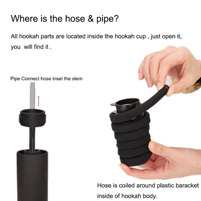 Portable Arabic Hookah Cup Car Shisha Set Indoor Outdoor with Protective Cover Small Narguile Chicha Soft Touch Hookah Gift New