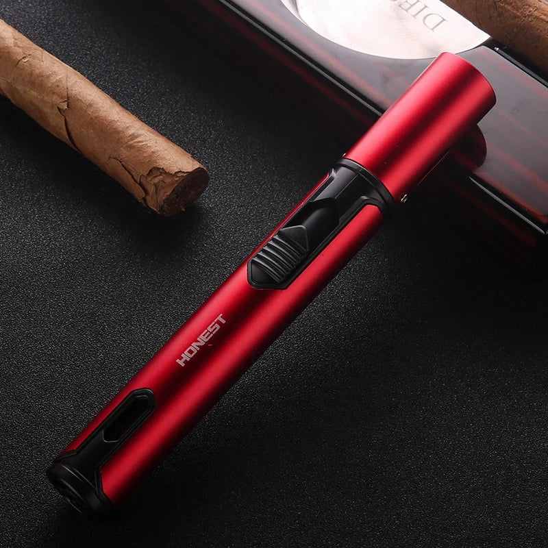 HONEST Metal Windproof Lighter Refillable Pen Torch Lighter Jet Flame Butane Lighter Kitchen BBQ Candle Camping Men's Gadget