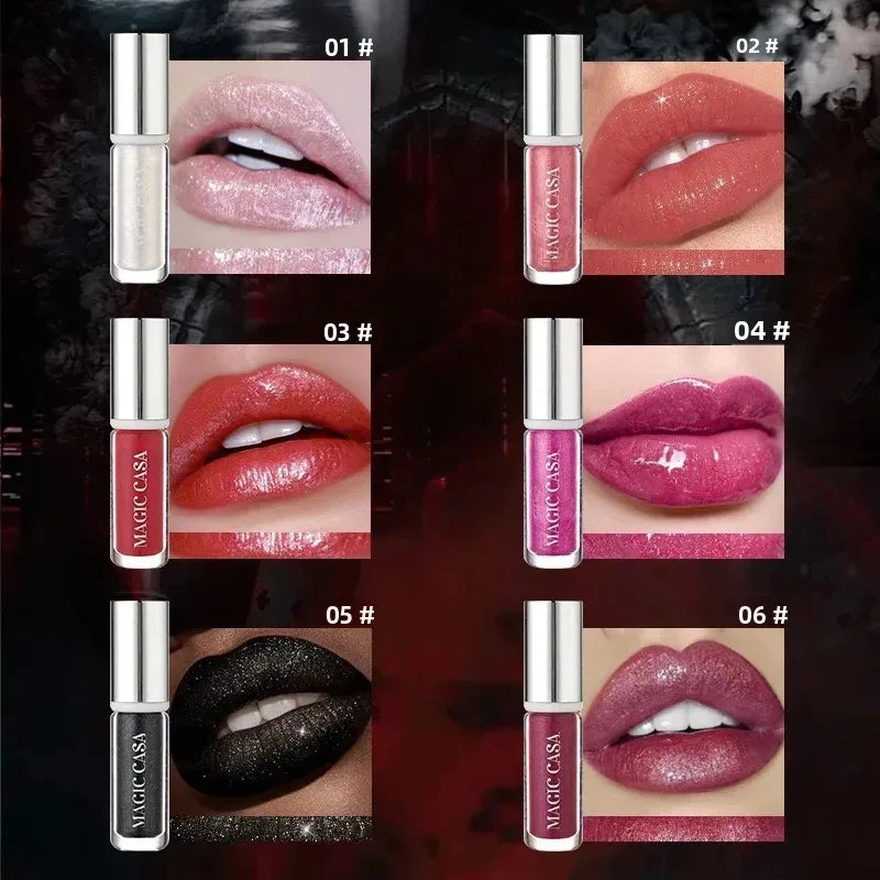 Diamond Pearlescent Vampire Lip Gloss Long Lasting Moisturizing Waterproof Non Fade Halloween Makeup Shimmer Lipstick