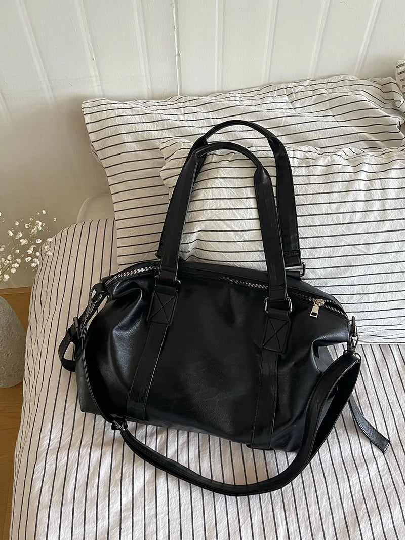 Fashion Tote Bag Leather Women Bag Simplicity Handbag Solid Vintage Shoulder Messenger Bag for Ladies