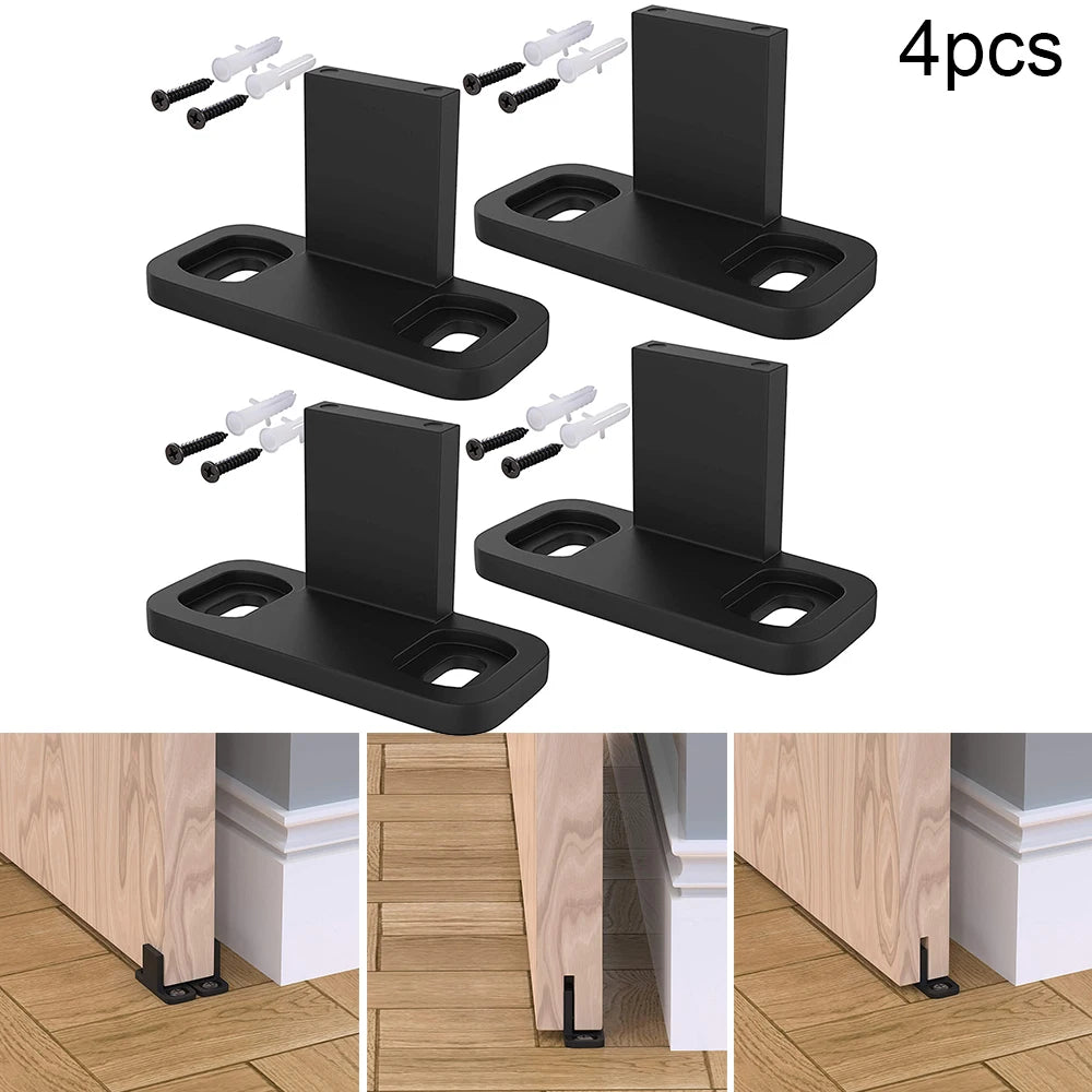 4 Pcs Barn Door Guide Adjustable Parts Sliding Floor Carbon Steel Anti Swinging Barn Door Guides Black Stabilize Barn Door
