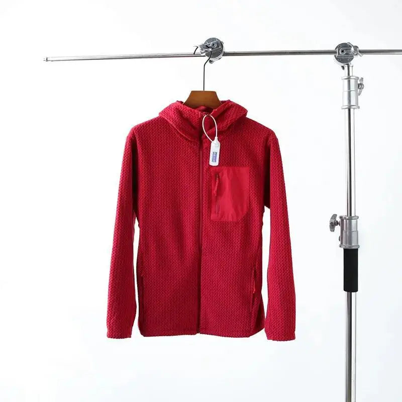 Winter Outdoor Windproof Wavy - Patterned Stand - Collar Zip - Up Jacket Unisex Loose-fitting Casual Warm Windproof Jacket.