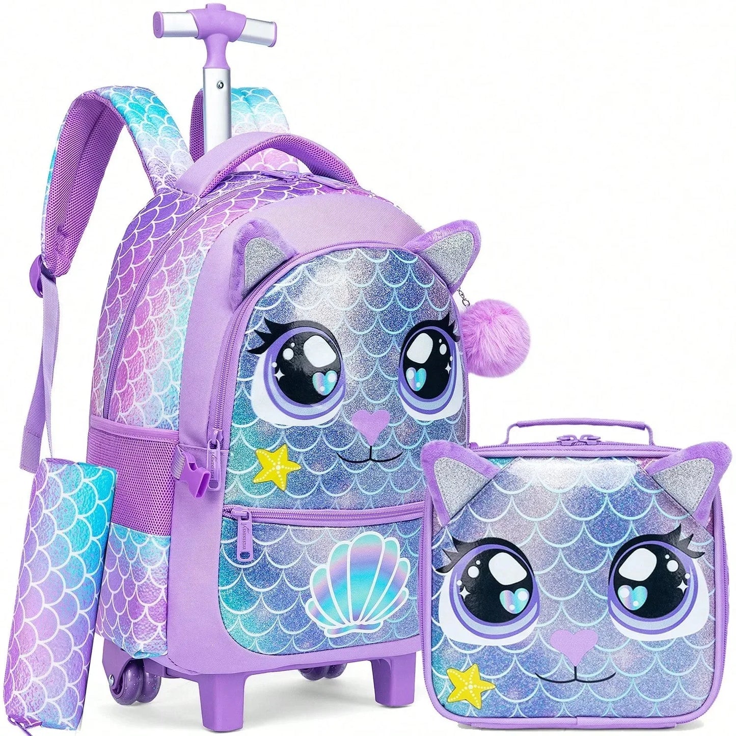 Children's School Bags Kids Rolling Backpack for Girls Luggage Suitcase with Wheels Trolley Wheeled Backpacks for School Travel