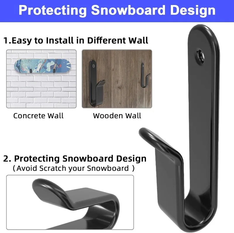 Universal Board Wall Mount Rack Stainless Steel Skate Surf Snowboard Longboard Wakeboard Storage Display Organizer Garage Home