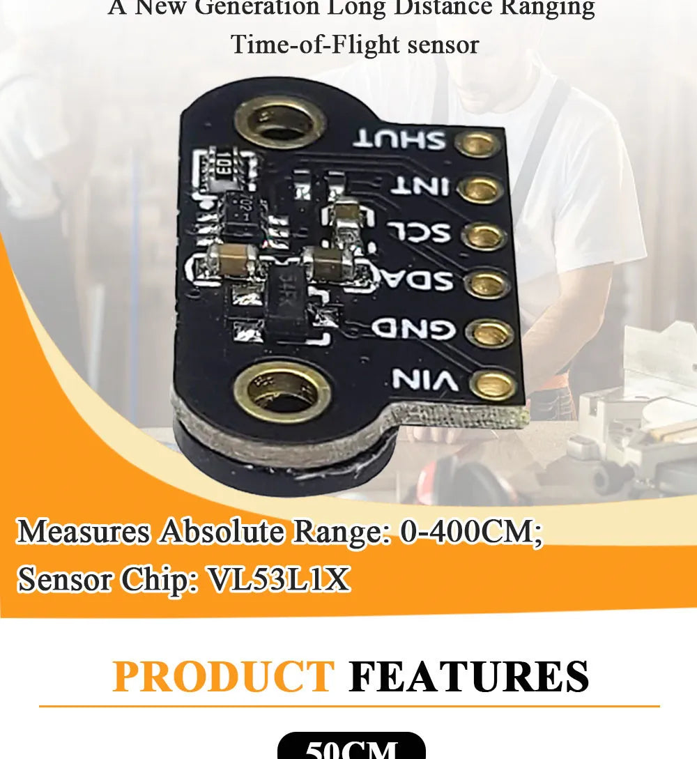 Laser Ranging Sensor Module for Arduino STM32 Measure Flight Distance 50CM 200CM 400CM I2C Output TOF050C TOF0200C TOF0400C