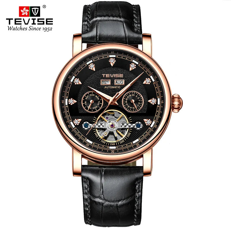 TEVISE Watch for Men Automatic Mechanical Movement with Calendar Luminous Fashion Casual Business Wristwatch