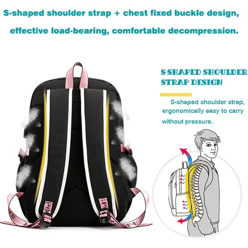 Cat Anime Cartoon School Bag New Fashion Backpack Back To School Cute Kawaii Backpack School Bags for College Student Mochila