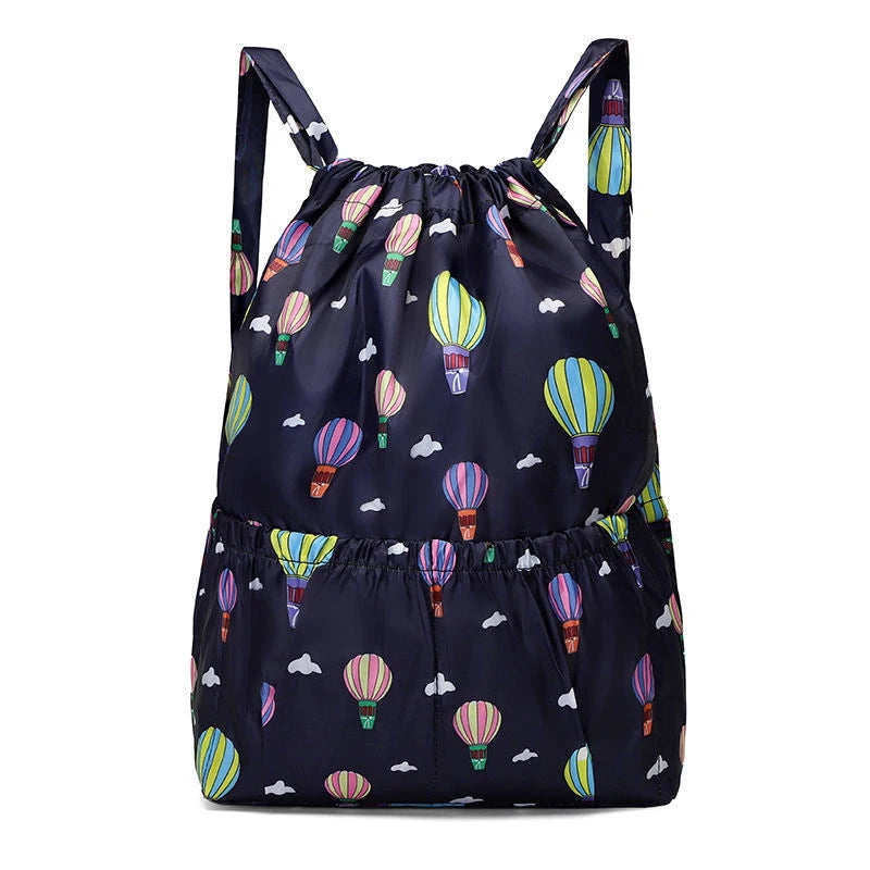 Women's Backpack Drawstring Large Capacity Lightweight Leisure Minimalist Portable Shopping Travel Bag Fitness Sports Bag