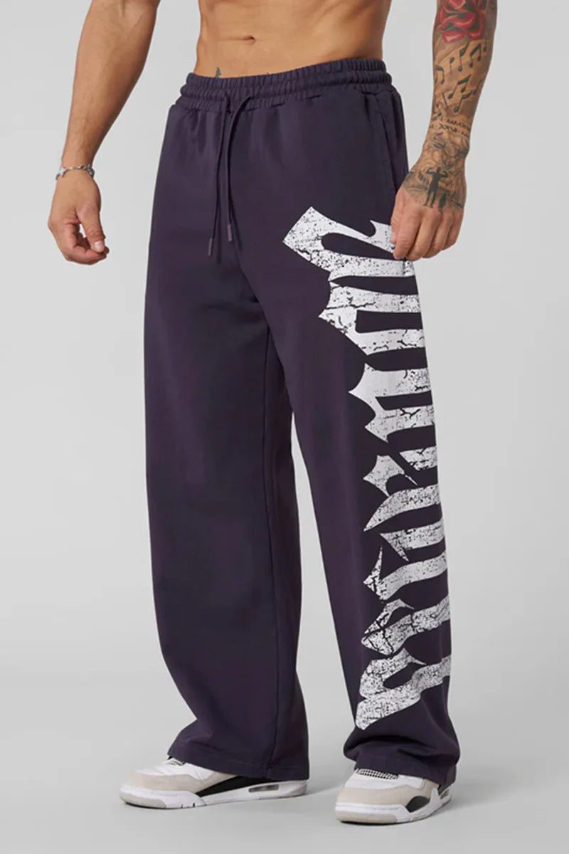 2026 Young American trendy sweatpants collaboration anime joggers cotton terry print wide-leg casual pants hip-hop street pants