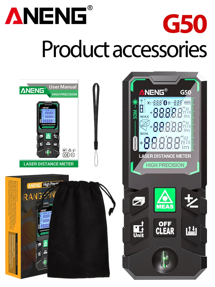 ANENG G50/G70/G100/G120 Autonomous Benchmark Rangefinder Green Laser Distance Meter 0.5~1 Second Flash Test Diastimeter Tools