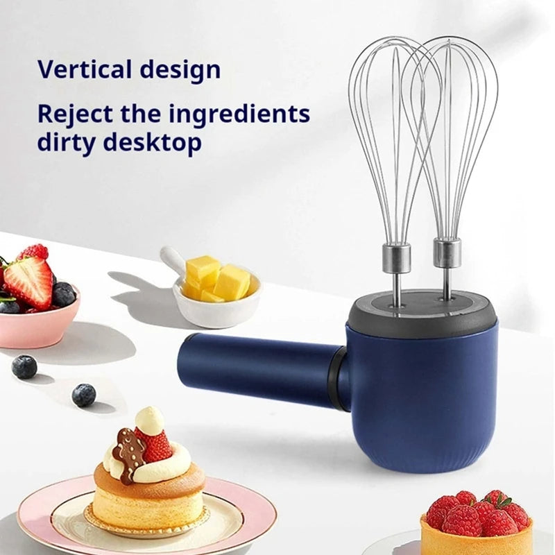 Cordless Hand Mixer Twin Stick Electric Whisk USB Rechargeable Handheld Electric Mixing 3 Speed Egg Beater For Baking
