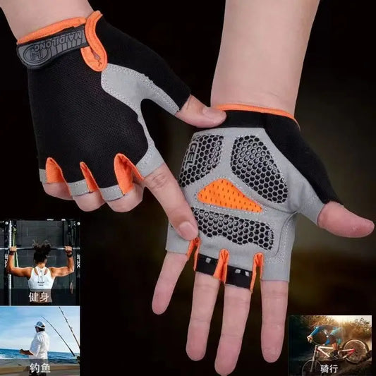 Fingerless Gym Gloves for Men Women Breathable Anti Slip Fitness Training Gloves for Bodybuilding Cycling Sports
