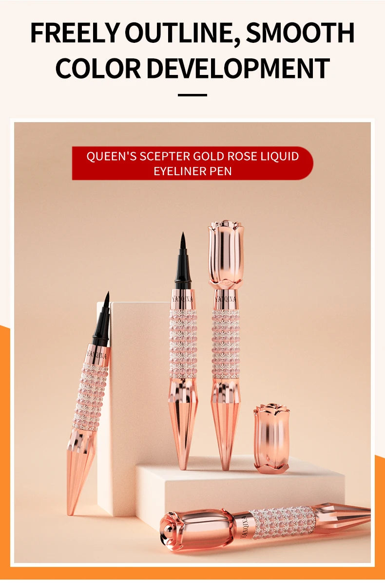 Yanqina Precision Liquid Eyeliner - Long-Lasting, Waterproof, Transfer-Proof, Quick-Drying Black Eyeliner with a Shiny Design