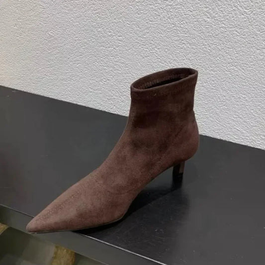 Shoes for Women 2026 High Quality Elegant Ankle Women's Boots Fashion Back Zipper Solid Office and Career Sexy Pointed Toe Boots