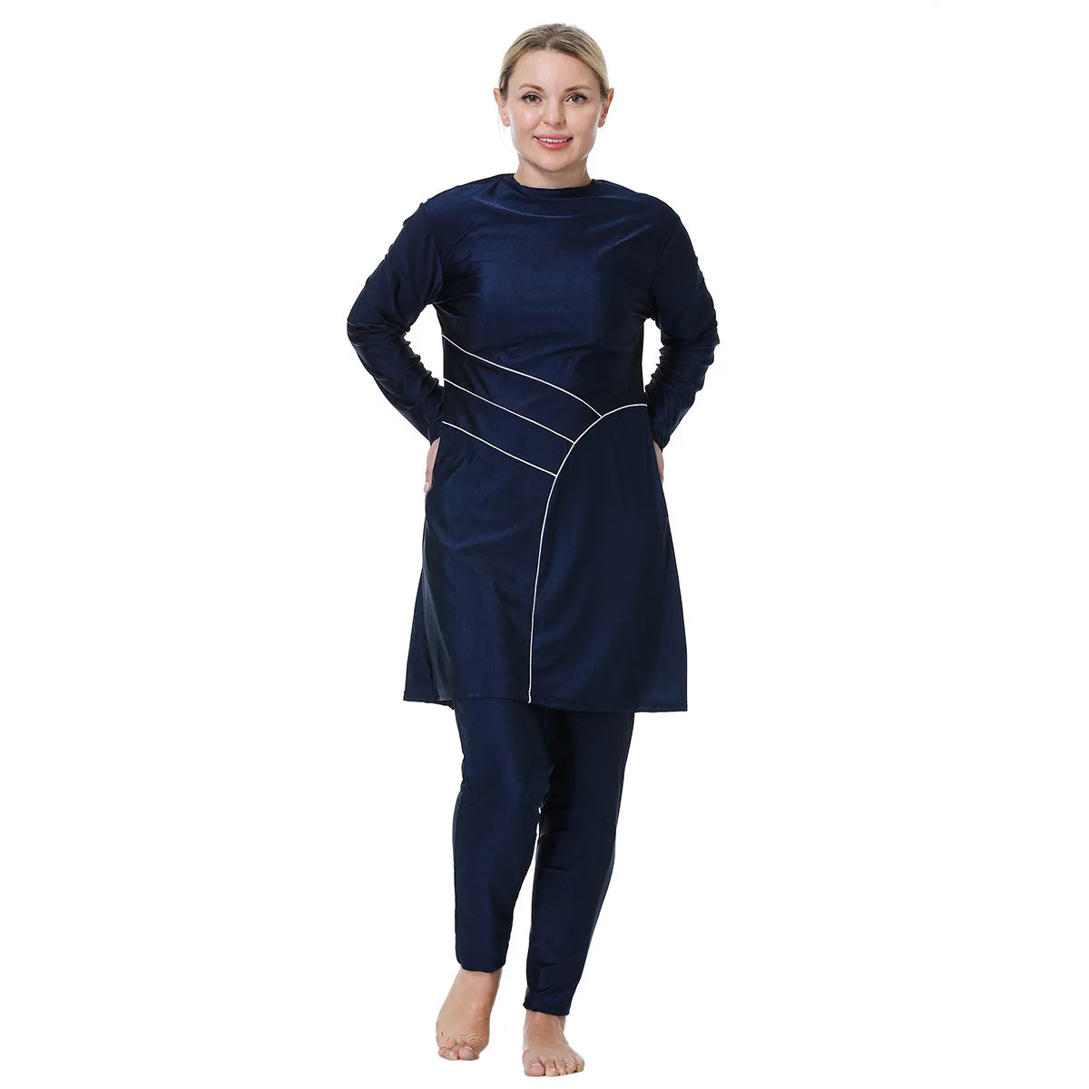 Elegant Islamic Women Swimsuits Long Sleeved Bodysuits+skirt+hat 3pcs Bathing Swimming Suit Muslim Sexy Girls Beachwear S-xxxl