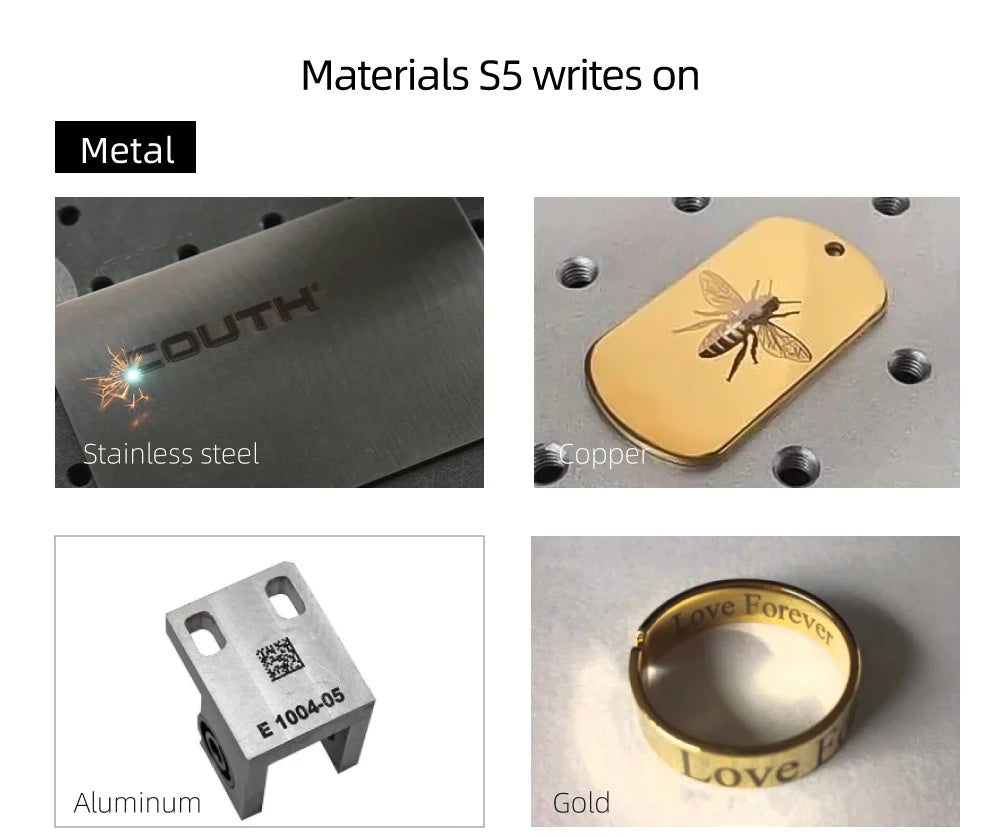 Kindlelaser S5 Industrial Fiber Laser Marking Machine 20/30/50W Portable Engraver for Metal Jewelry Leather High Precision