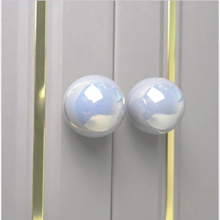Ceramic Furniture Handles Pearlescent Cabinet Knob Kitchen Drawer Furniture Knobs Handle Hardware Children's Wardrobe Handles