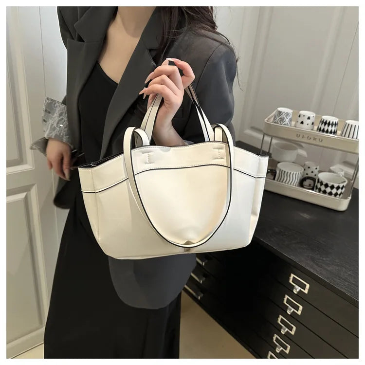 Women Tote Bag Underarm Bag Large Capacity PU Leather Shoulder Bags Vintage Solid Crossbody Bag Trendy Briefcase Bags with Purse