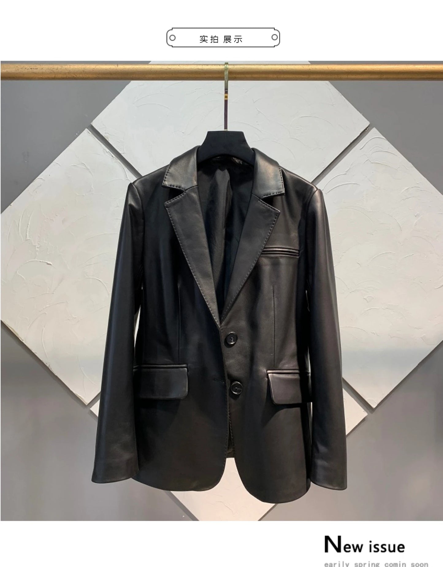 Real Sheepskin Jacket Women Spring Autumn Genuine Leather Jackets Slim Single-breasted Leather Coat Casual Jaqueta Feminina SGG