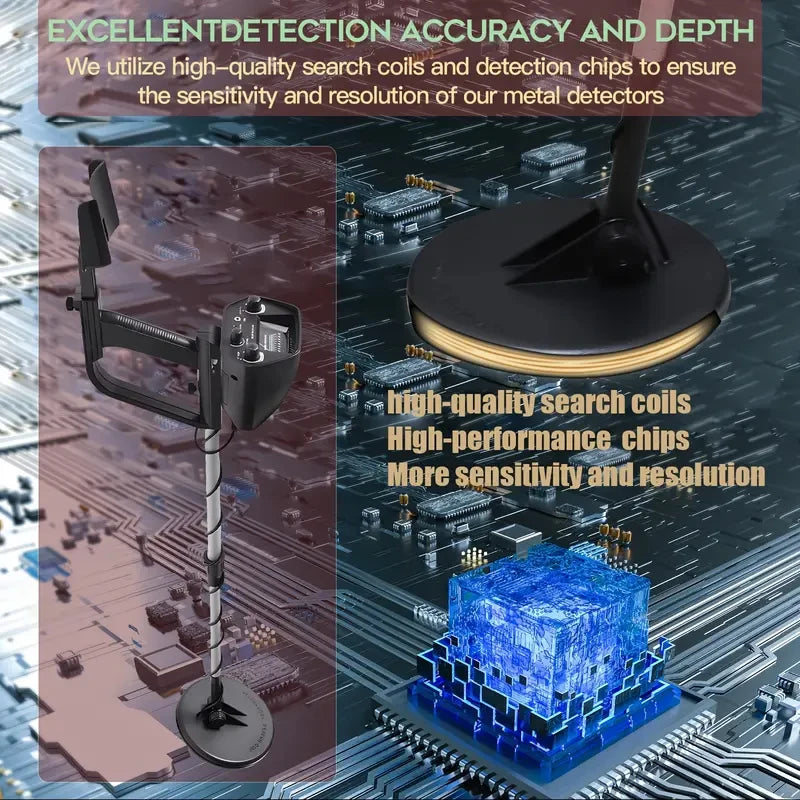 MD-4030 metal detector. Professional underground treasure finder, ID68 waterproof. Search coil, battery powered (not included)