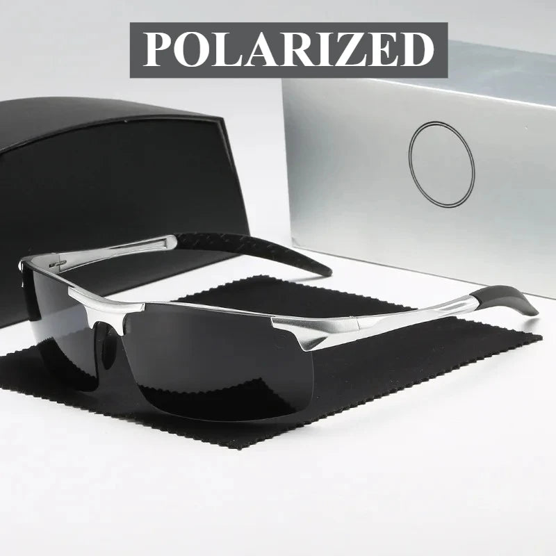 Men's Polarized Protective Glasses UV Sunshade Glasses Trendy Outdoor Cycling Driving GlassesAluminum Magnesium Sunglasses