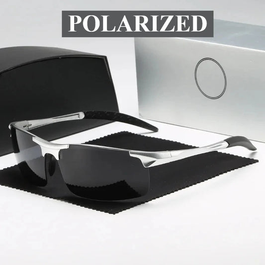 Men's Polarized Protective Glasses UV Sunshade Glasses Trendy Outdoor Cycling Driving GlassesAluminum Magnesium Sunglasses