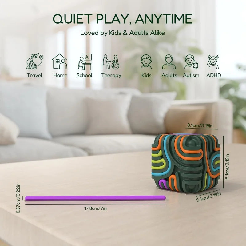 3D Silicone Activity Cube With15 Strings Sensory Fidget Toys For Autism ADHD Stress Relief Travel Toys Adults Kids Sensory Game